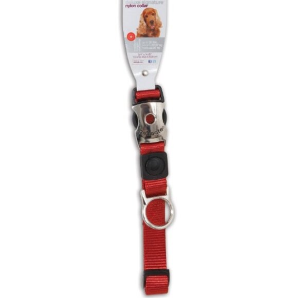 Dog Collar: NWT Nylon Metal Snap Buckle, Red, Medium - Picture 2 of 2